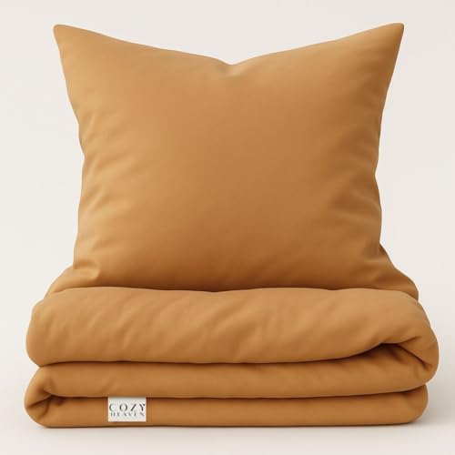 COZY HEAVEN | Luxus Lyocell Bettwäsche (Tencel™) | Gewonnen aus Eukalyptus u.a. | Ultra weich & hochwertig | Hypoallergen | Atmungsaktiv gegen Schweiß | Nachhaltig (Coffee Brown, 200x220 + 2x (80x80)) von COZY HEAVEN