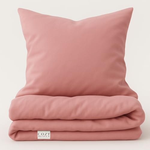 COZY HEAVEN | Luxus Lyocell Bettwäsche (Tencel™) | Gewonnen aus Eukalyptus u.a. | Ultra weich & hochwertig | Hypoallergen | Atmungsaktiv gegen Schweiß | Nachhaltig (Light Rose, 200x220 + 2X (40x80)) von COZY HEAVEN