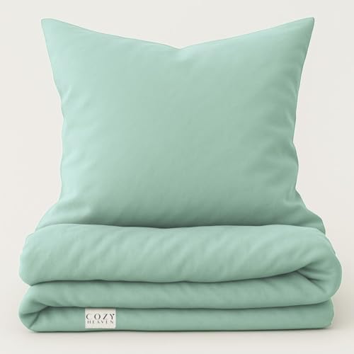 COZY HEAVEN | Luxus Lyocell Bettwäsche (Tencel™) | Gewonnen aus Eukalyptus u.a. | Ultra weich & hochwertig | Hypoallergen | Atmungsaktiv gegen Schweiß | Nachhaltig (Soft Mint, 240x220 + 2X (40x80)) von COZY HEAVEN