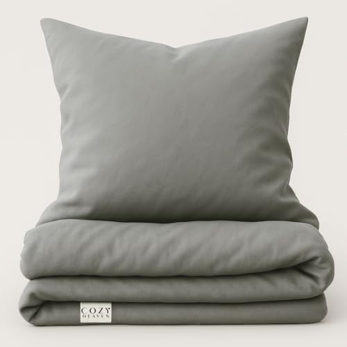 COZY HEAVEN | Luxus Lyocell Bettwäsche (Tencel™) | Gewonnen aus Eukalyptus u.a. | Ultra weich & hochwertig | Hypoallergen | Atmungsaktiv gegen Schweiß | Nachhaltig (Stone Grey, 200x220 + 2X (80x80)) von COZY HEAVEN