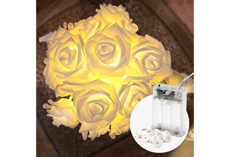 COZY HOME LED-Lichterkette Rosen Lichterkette Batterie & Stecker -, 5 Meter & 20 Blumen LED Warmweiß I Timerfunktion I Innenanwendung von COZY HOME