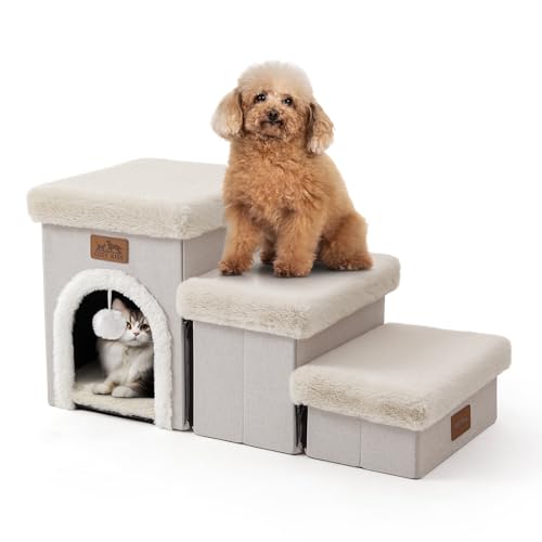 COZY KISS Haustiertreppe für Kleine Hunde mit Stauraum Und Wohnung, Hundetreppe Faltbare für Sofa Couch, Hunde Treppe mit Rutschfestem Boden, Lecksichere, Bis Zu 80kg, 33x69x36cm, 3 Stufen, Beige COZY KISS Haustiertreppe für Kleine Hunde mit Stauraum Und Wohnung, Hundetreppe Faltbare für Sofa Couch, Hunde Treppe mit Rutschfestem Boden, Lecksichere, Bis Zu 80kg, 33x69x36cm, 3 Stufen, Beige von COZY KISS