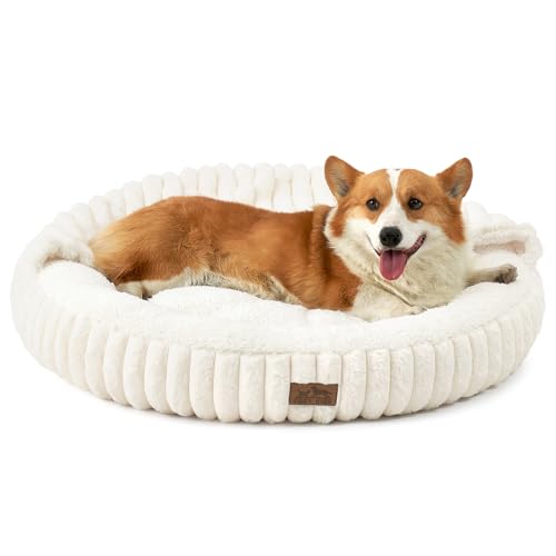 COZY KISS Katzenbett Flauschig, rund weiches Höhle mit Kapuze, für Katzen und Welpen Maschinen waschbares Kunstfell mit Rutschfester Unterseite, Hundebett 66 x 66 x 18 cm, Creme COZY KISS Katzenbett Flauschig, rund weiches Höhle mit Kapuze, für Katzen und Welpen Maschinen waschbares Kunstfell mit Rutschfester Unterseite, Hundebett 66 x 66 x 18 cm, Creme von COZY KISS