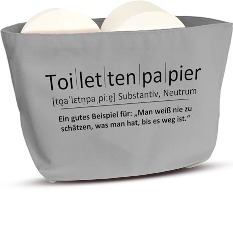 COZYINT Witzige Toilettenpapier Aufbewahrung Grau | Platzsparende Klopapier Aufbewahrung als Geschenk oder Geschenkidee Toilette/Klo | Toilettenpapierhalter Korb (Aufschrift Toilettenpapier) von COZYINT