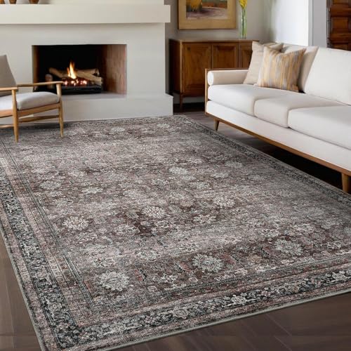Area Rugs Großer Vintage-Bodenteppich mit rutschfester Unterseite, maschinenwaschbar, orientalisch, Used-Look, Wohnzimmerteppich, schmutzabweisend, faltbar, Niederflor-Teppiche für Büro, Schlafzimmer Area Rugs Großer Vintage-Bodenteppich mit rutschfester Unterseite, maschinenwaschbar, orientalisch, Used-Look, Wohnzimmerteppich, schmutzabweisend, faltbar, Niederflor-Teppiche für Büro, Schlafzimmer von COZYLOOM
