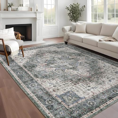 COZYLOOM Accent Rug Waschbarer Vintage-Teppich mit Rutschfester Unterseite, ultraweich, niedriger Flor, faltbar, groß, schmutzabweisend, für Schlafzimmer, Wohnzimmer, 22,9 x 30,5 cm, Grün COZYLOOM Accent Rug Waschbarer Vintage-Teppich mit Rutschfester Unterseite, ultraweich, niedriger Flor, faltbar, groß, schmutzabweisend, für Schlafzimmer, Wohnzimmer, 22,9 x 30,5 cm, Grün von COZYLOOM