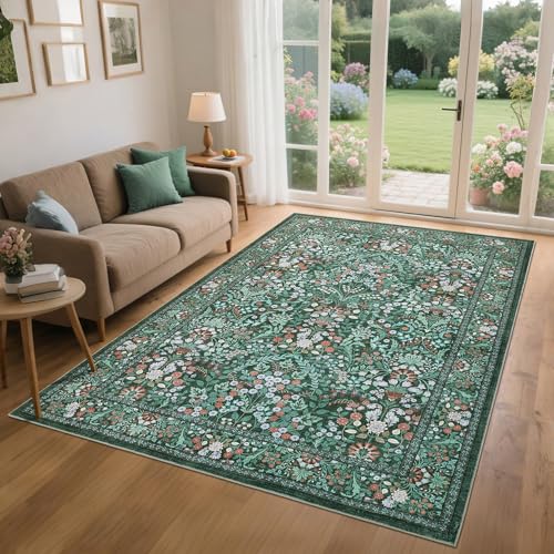 COZYLOOM Extra großer, waschbarer Teppich, Bauernhaus-Blumenmuster, mit Rutschfester TPR-Gummi-Unterseite, weicher, fusselfreier, bedruckter Teppich, niedriger Flor, dünn, faltbar, Bodenmatten für COZYLOOM Extra großer, waschbarer Teppich, Bauernhaus-Blumenmuster, mit Rutschfester TPR-Gummi-Unterseite, weicher, fusselfreier, bedruckter Teppich, niedriger Flor, dünn, faltbar, Bodenmatten für von COZYLOOM