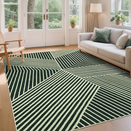 COZYLOOM Großer Esszimmerteppich, modern, gestreift, Schlafzimmerteppich mit Rutschfester Unterseite, schmutzabweisend, weicher Niederflor-Bodenteppich, faltbar, geometrische Innenmatten für COZYLOOM Großer Esszimmerteppich, modern, gestreift, Schlafzimmerteppich mit Rutschfester Unterseite, schmutzabweisend, weicher Niederflor-Bodenteppich, faltbar, geometrische Innenmatten für von COZYLOOM