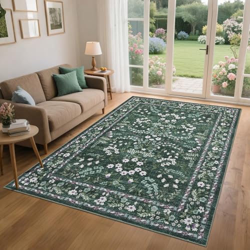 COZYLOOM Großer Teppich für Wohnzimmer, 20,3 x 25,4 cm, Bauernhaus-Blumenmuster, Schlafzimmer-Teppich mit Rutschfester Unterseite, schmutzabweisend, maschinenwaschbar, Innenmatten, Faltbarer, dünner COZYLOOM Großer Teppich für Wohnzimmer, 20,3 x 25,4 cm, Bauernhaus-Blumenmuster, Schlafzimmer-Teppich mit Rutschfester Unterseite, schmutzabweisend, maschinenwaschbar, Innenmatten, Faltbarer, dünner von COZYLOOM