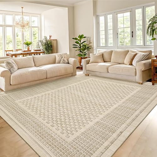 COZYLOOM Karierte Teppiche, 12,7 x 17,8 cm, moderne Bodenmatten mit rutschfester Unterseite, zeitgenössischer geometrischer Überwurf, waschbar, weicher Niederflor, für den Innenbereich, Wohnzimmer COZYLOOM Karierte Teppiche, 12,7 x 17,8 cm, moderne Bodenmatten mit rutschfester Unterseite, zeitgenössischer geometrischer Überwurf, waschbar, weicher Niederflor, für den Innenbereich, Wohnzimmer von COZYLOOM