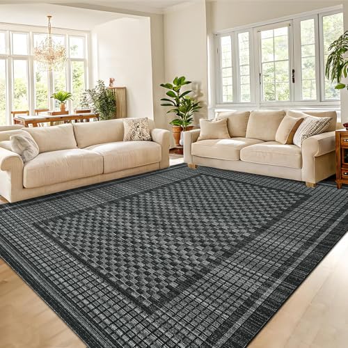COZYLOOM Karierte Teppiche, 12,7 x 17,8 cm, moderne Bodenmatten mit rutschfester Unterseite, zeitgenössischer geometrischer Überwurf, waschbar, weicher Niederflor, für den Innenbereich, für Wohnzimmer COZYLOOM Karierte Teppiche, 12,7 x 17,8 cm, moderne Bodenmatten mit rutschfester Unterseite, zeitgenössischer geometrischer Überwurf, waschbar, weicher Niederflor, für den Innenbereich, für Wohnzimmer von COZYLOOM