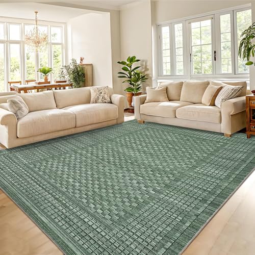 COZYLOOM Waschbarer, Karierter Wohnzimmerteppich, 20,3 x 25,4 cm, rutschfest, modern, geometrischer Akzent, fusselfrei, faltbar, dünn, für Esszimmer, Schlafzimmer, Grün COZYLOOM Waschbarer, Karierter Wohnzimmerteppich, 20,3 x 25,4 cm, rutschfest, modern, geometrischer Akzent, fusselfrei, faltbar, dünn, für Esszimmer, Schlafzimmer, Grün von COZYLOOM