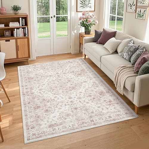 COZYLOOM Waschbarer Vintage-Teppich für Wohnzimmer, 12,7 x 17,8 cm, rutschfest, Retro-Blumenmuster, niedriger Flor, schmutzabweisend, abgenutzter Teppich, faltbar, Bodenmatten für Esszimmer COZYLOOM Waschbarer Vintage-Teppich für Wohnzimmer, 12,7 x 17,8 cm, rutschfest, Retro-Blumenmuster, niedriger Flor, schmutzabweisend, abgenutzter Teppich, faltbar, Bodenmatten für Esszimmer von COZYLOOM