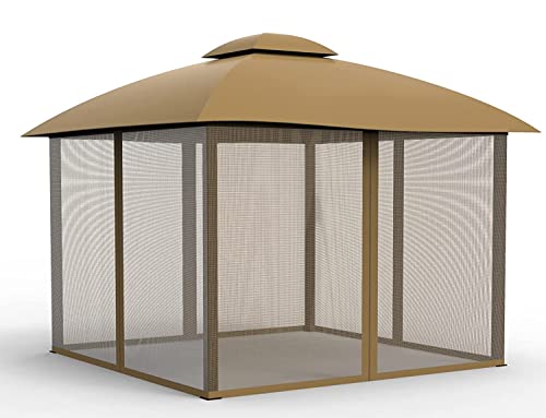 Pavillon-Moskitonetz, 4 Paneele, universeller Ersatz für Terrasse, Outdoor-Baldachin, Garten und Hinterhof (30,5 x 30,5 cm, Khaki) von COZYVIDA
