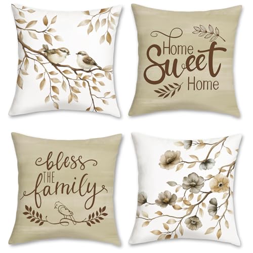 COZZSNUGE Blumen Vögel Kissenbezüge 45 x 45 cm, Aquarell Blumen Bauernhaus Samtig Dekorative Kissenhülle Zierkissenbezüge für Sofa Wohnzimmer Zuhause Garten 4er Set COZZSNUGE Blumen Vögel Kissenbezüge 45 x 45 cm, Aquarell Blumen Bauernhaus Samtig Dekorative Kissenhülle Zierkissenbezüge für Sofa Wohnzimmer Zuhause Garten 4er Set von COZZSNUGE