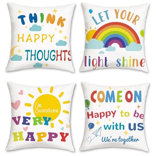 COZZSNUGE Bunt Kinder Kissenbezüge 45 x 45 cm, Regenbogen Sonne Inspirierende Zitate Samtig Dekorative Kissenhülle Zierkissenbezüge für Sofa Klassenzimmer Kinderzimmer 4er Set COZZSNUGE Bunt Kinder Kissenbezüge 45 x 45 cm, Regenbogen Sonne Inspirierende Zitate Samtig Dekorative Kissenhülle Zierkissenbezüge für Sofa Klassenzimmer Kinderzimmer 4er Set von COZZSNUGE