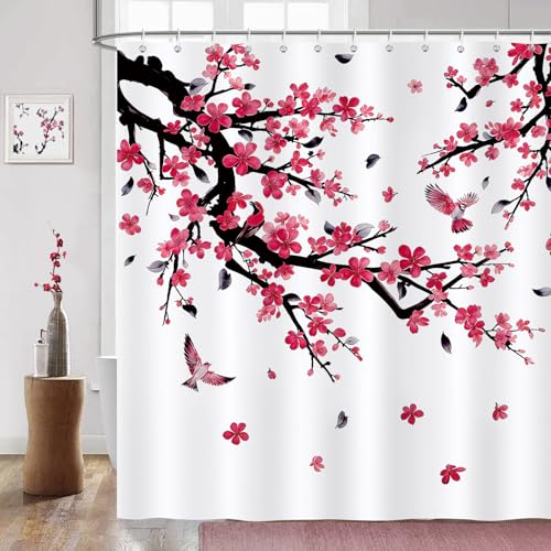 COZZSNUGE Duschvorhang 183 x 183 cm Blumen, Vögel Pflaumenblüte Rosa Rot Duschvorhänge Anti-schimmel Wasserdicht Polyester Stoff Badvorhang mit 12 Duschvorhangringen COZZSNUGE Duschvorhang 183 x 183 cm Blumen, Vögel Pflaumenblüte Rosa Rot Duschvorhänge Anti-schimmel Wasserdicht Polyester Stoff Badvorhang mit 12 Duschvorhangringen von COZZSNUGE