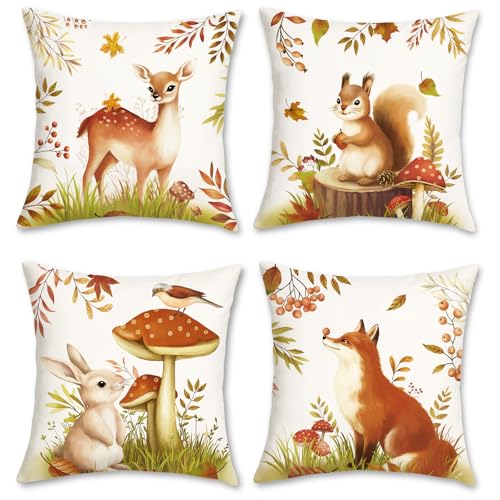 COZZSNUGE Herbst Tiere Kissenbezüge 45 x 45 cm, Hirsch Eichhörnchen Kaninchen Fuchs Samtig Dekorative Kissenhülle Zierkissenbezüge für Sofa Wohnzimmer Zuhause Patio 4er Set COZZSNUGE Herbst Tiere Kissenbezüge 45 x 45 cm, Hirsch Eichhörnchen Kaninchen Fuchs Samtig Dekorative Kissenhülle Zierkissenbezüge für Sofa Wohnzimmer Zuhause Patio 4er Set von COZZSNUGE