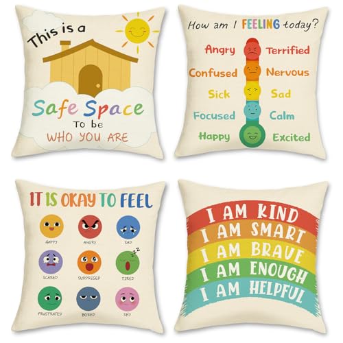 COZZSNUGE Kinder Kissenbezüge 45 x 45 cm, Sonne Regenbogen Polyester Dekorative Kissenhülle Zierkissenbezüge für Sofa Wohnzimmer Zuhause Klassenzimmer Leseecke 4er Set COZZSNUGE Kinder Kissenbezüge 45 x 45 cm, Sonne Regenbogen Polyester Dekorative Kissenhülle Zierkissenbezüge für Sofa Wohnzimmer Zuhause Klassenzimmer Leseecke 4er Set von COZZSNUGE