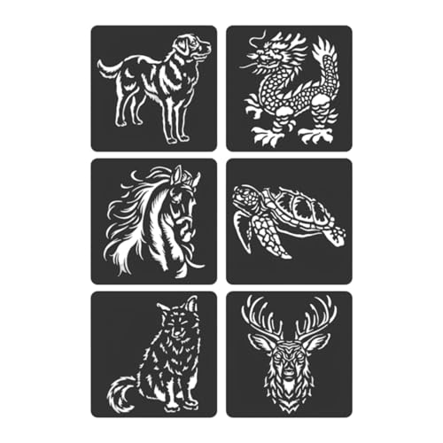 6 PCs Zoos Themen Schablone Hohllack Aus Gemälde Schablonen Journal Craft Für On Scrapbook Theme Drawing Journal Animal Series von CPAOWEHF