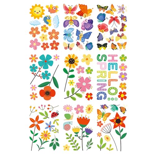 9 Blätter Farbenfrohe Federfenster Aufkleber Wasserdichtes PVC Aufkleber Für Heimbürodekorationen Und Kindergartenlehrer Kindergarten Fenster Klumpen von CPAOWEHF