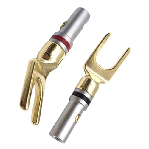 CPAOWEHF 2pcs Gold Plattiert 4mm Bananen Stecker Lautsprecheranschluss Lautsprecher Stecker Verbessert Die Klangstabilität Einfach Verkabelt Lötlosen Ohne von CPAOWEHF