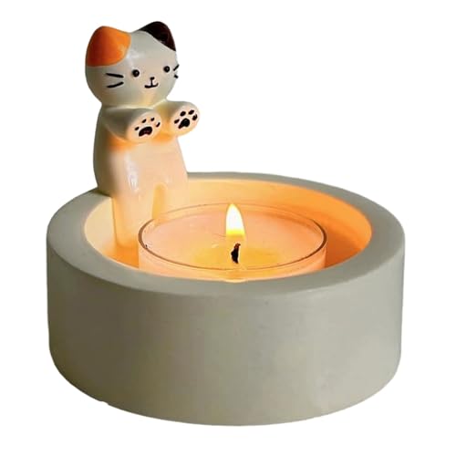 CPAOWEHF Cartoon Kätzchen Kerzenhalter Lichthalter Schöne Katze Wärmende Pfoten Kerzenhalter Dekoration Geschenk Für Mädchen Dame Katze Liebhaber von CPAOWEHF