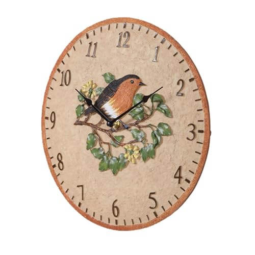 CPAOWEHF Vintage Stile Freien wasserdichte Vogelmuster Wanduhr 12 Zoll Hängende Uhr Für Garten Freien Und Terrassen Dekoration Garten Dekore von CPAOWEHF