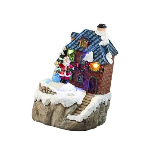 CPAOWEHF Weihnachtskabine Musikbox Mit Rotierendem Weihnachtsmann LED Licht Für Jungenmädchen Männer Frauen Geburtstag Valentien Tag Weihnachten Heutiges Harz Dorf Figuren von CPAOWEHF