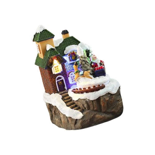 CPAOWEHF Weihnachtskabine Musikbox Mit Rotierendem Weihnachtsmann LED Licht Für Jungenmädchen Männer Frauen Geburtstag Valentien Tag Weihnachten Heutiges Harz Dorf Figuren von CPAOWEHF