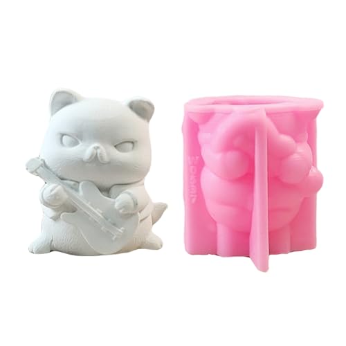 CPAOWEHF Gitarrenkatzen Kerzenformen Gießen Tierische Silikonform Schmutz Kerzen Die Epoxidharz Machen von CPAOWEHF