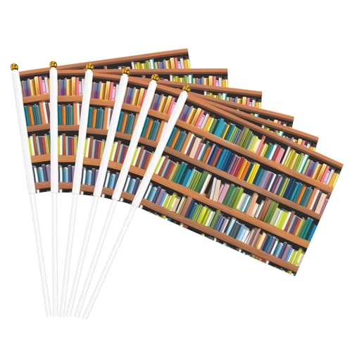 Bibliothek Bücherregal Drucken Bequemlichkeit Handheld Flagge Vielseitige Flaggen Pole Partys Paraden Dekorationen Urlaub von CPAQasg