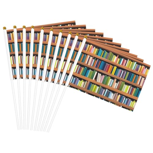 Bibliothek Bücherregal Drucken Bequemlichkeit Handheld Flagge Vielseitige Flaggen Pole Partys Paraden Dekorationen Urlaub von CPAQasg