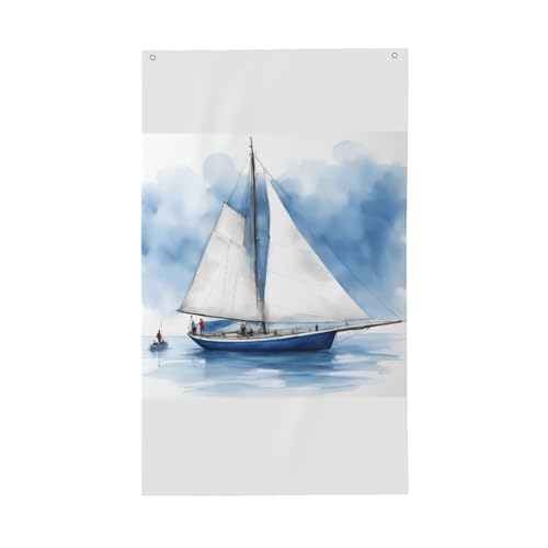 Blaue Segelboot-Flagge, leicht, dekorativ, saisonale Flaggen, für Innen- und Außenbereich, Terrasse, Rasen, Garten von CPAQasg