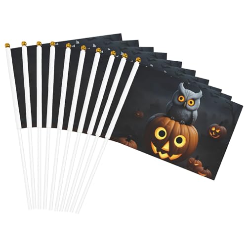 Halloween-Eulen-Geister-Kürbis-1-Druck, praktische Handflagge, vielseitige Flaggen, Mast-Partys, Paraden, Dekorationen, Urlaub von CPAQasg