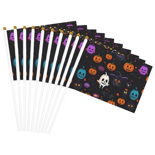 Halloween-Kürbis- und Fledermaus-Druck, praktische Handflagge, vielseitige Flaggen, Mastpartys, Paraden, Dekorationen, Urlaub Halloween-Kürbis- und Fledermaus-Druck, praktische Handflagge, vielseitige Flaggen, Mastpartys, Paraden, Dekorationen, Urlaub von CPAQasg