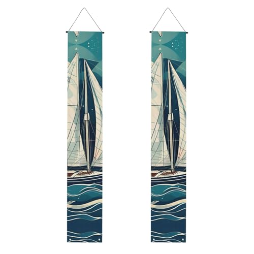 Ozean-Segelboot-Druck, lebendige Ästhetik, festliche Atmosphäre, Banner, Dekoration, Innen- und Außenbereich, Feiern von CPAQasg