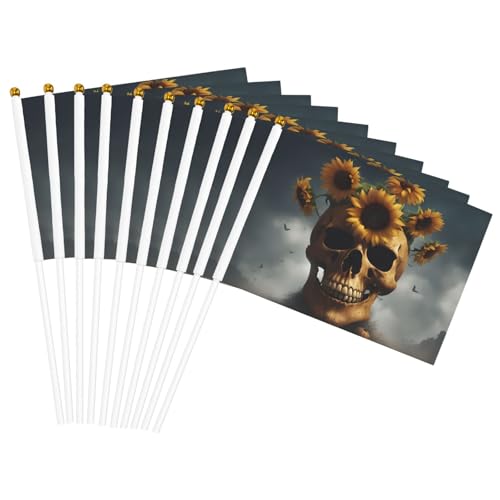 Sonnenblumen-Halloween-Totenkopf-Druck, praktische Handflagge, vielseitige Flaggen, Mastpartys, Paraden, Dekorationen, Urlaub Sonnenblumen-Halloween-Totenkopf-Druck, praktische Handflagge, vielseitige Flaggen, Mastpartys, Paraden, Dekorationen, Urlaub von CPAQasg