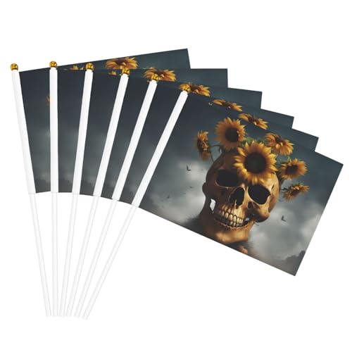 Sonnenblumen-Halloween-Totenkopf-Druck, praktische Handflagge, vielseitige Flaggen, Mastpartys, Paraden, Dekorationen, Urlaub Sonnenblumen-Halloween-Totenkopf-Druck, praktische Handflagge, vielseitige Flaggen, Mastpartys, Paraden, Dekorationen, Urlaub von CPAQasg