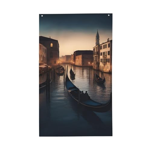 Venedig Night Print Leichte Dekorflagge Saisonale Flaggen für drinnen und draußen, Ausstellung, Terrasse, Rasen, Garten von CPAQasg