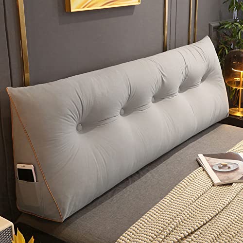 Bequemes Lendenwirbelkissen fürs Bett, dreieckiges Keilkissen for das Kopfteil, großes Lese-Rückenlehnenkissen for Sofa und Schlafzimmer, 200 x 50 x 20 cm, Blau, ideal for Fenstersitze und for Entspan von CPCPC