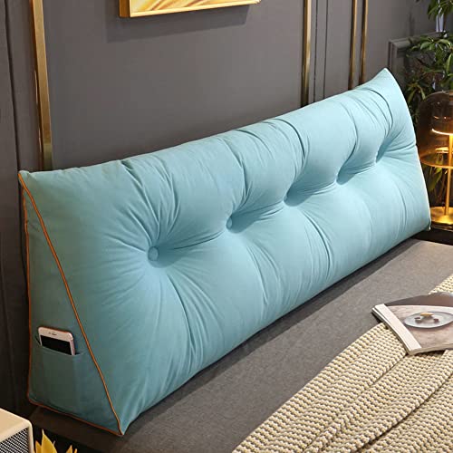 Bequemes Lendenwirbelkissen fürs Bett, dreieckiges Keilkissen for das Kopfteil, großes Lesekissen for Sofa und Schlafzimmer, 180 x 50 x 20 cm, Blau, ideale Rückenlehne for Entspannung und Unterstützun von CPCPC