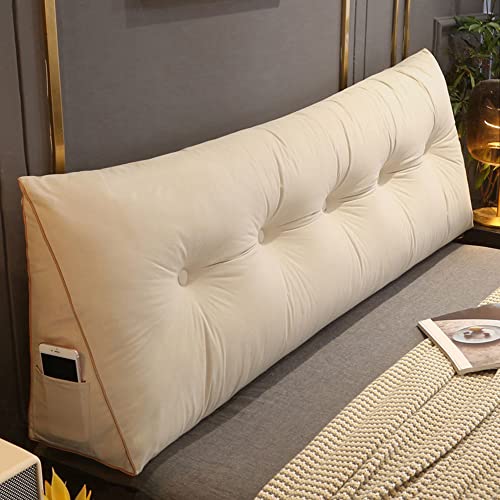 Bequemes Lendenwirbelkissen fürs Bett, dreieckiges Keilkissen for das Kopfteil for Lesen, großes Rückenlehnenkissen (180 x 50 x 20 cm), ideal for Sofa, Schlafzimmer und Fenster, Blau.(Beige,180x50x20c von CPCPC