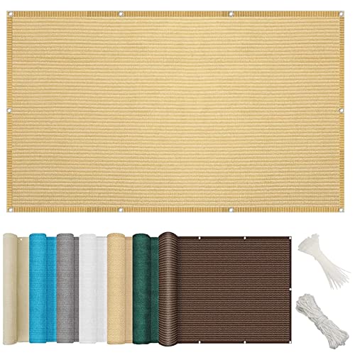 CPCPC Balkon-Sichtschutz, Frangivisto Balkon-Sichtschutz 135x400 cm Sonnenschutz Windschutz Atmungsaktive Abdeckung for Terrasse & Pool Weiß Einfache Montage mit Bändern(Giallo Sabbia,130x500cm) von CPCPC