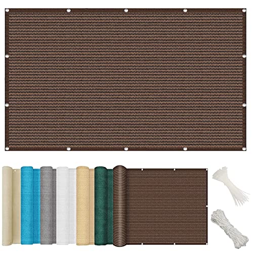 CPCPC Balkon-Sichtschutz, Frangivisto Balkon-Sichtschutz 135x400 cm Sonnenschutz Windschutz Atmungsaktive Abdeckung for Terrasse & Pool Weiß Einfache Montage mit Bändern(Marrone,75x850cm) von CPCPC