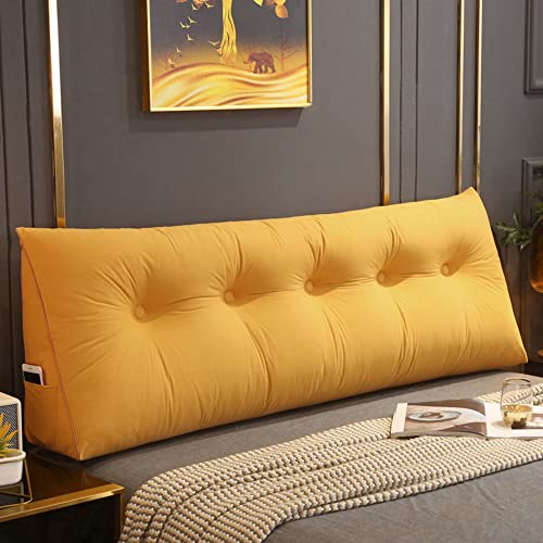 CPCPC Bequemes Lendenkissen fürs Bett, Lese-Rückenlehnenkissen, dreieckiges Keilkissen for das Kopfteil, großes Stützkissen for Sofa und Schlafzimmer, 200 x 50 x 20 cm, Rosa(Yellow,200x50x20cm) von CPCPC