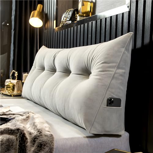 CPCPC Kissen, bequemes langes Keilrückenkissen – Lordosenstütze fürs Bett, ideal for Lesen und Fernsehen, Hellgrau, 80 x 50 x 20 cm – perfekte Rückenlehne for ultimative Entspannung von CPCPC