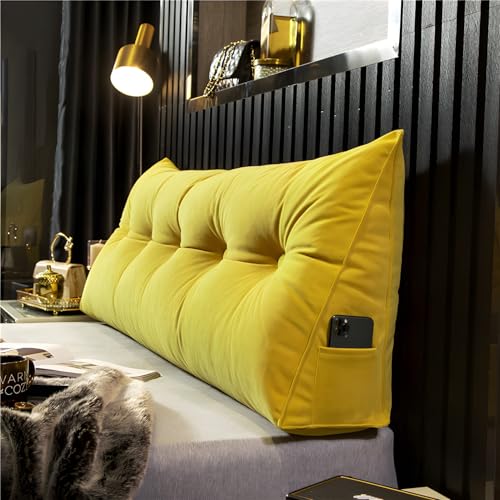 CPCPC Kissen, bequemes langes Keilrückenkissen – Lordosenstützkissen fürs Bett, ideal for Lesen und Fernsehen, Gelb, 80 x 50 x 20 cm – ergonomische Rückenlehne for ultimativen Komfort von CPCPC