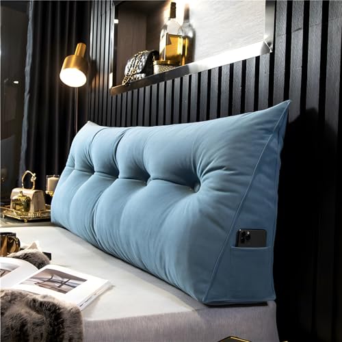 CPCPC Kissen, bequemes langes Keilrückenkissen zur Lordosenstütze – ideales Lese- und Fernsehkissen fürs Bett – Farbe: Blau, 120 x 50 x 20 cm – perfekte Rückenlehne for Entspannen von CPCPC
