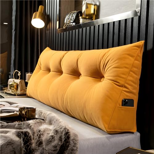 CPCPC Kissen, langes Keilrückenkissen – Bequeme Lendenwirbelstütze fürs Bett, ideales Lese- und Fernsehkissen, ergonomisches Design, Orange, 100 x 50 x 20 cm von CPCPC